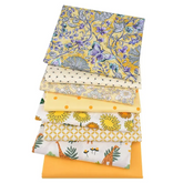 CraftsFabrics 8pcs 40x50cm Yellow Floral Fat Quarters Bundle 100% Cotton for Patchwork Quilting Scrapbooking Baby Clothing DIY Project
